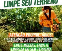 Prefeitura orienta: proprietários têm 15 dias para limpar terrenos e calçadas em Jandaia do Sul