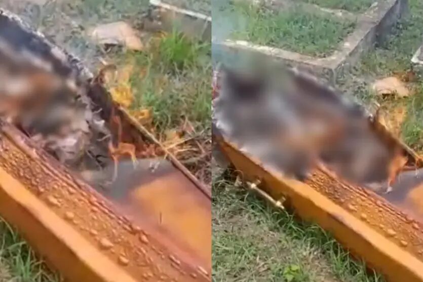 tiros interrompem cerimônia e criminosos incendeiam caixão; veja o vídeo