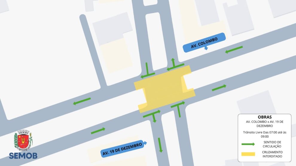 Avenida Colombo terá trechos interditados nesta sexta-feira (13) para obras de recapeamento asfáltico