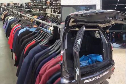 Loja na Avenida Mandacaru em Maringá é alvo de operação contra venda de roupas falsificadas 