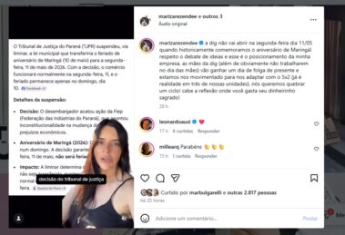 Empresária maringaense viraliza após anunciar que manterá lojas fechadas no dia 11 de maio: "Cuidar do funcionário vai muito além de um dia de faturamento"