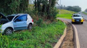 Carro furtado em São Paulo é recuperado após sair da pista na PR-317 em Maringá; suspeitos fogem a pé