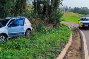 Carro furtado em São Paulo é recuperado após sair da pista na PR-317 em Maringá; suspeitos fogem a pé