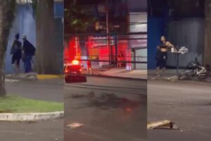 Vídeo mostra prisão de homens durante furto de fios em Maringá