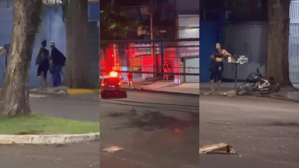 Vídeo mostra prisão de homens durante furto de fios em Maringá