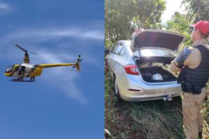 Motorista foge de abordagem e mobiliza helicóptero e dezenas de policiais em cerco na região de Maringá
