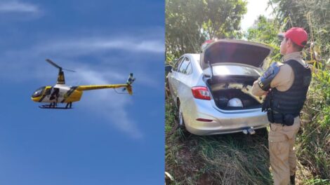 Motorista foge de abordagem e mobiliza helicóptero e dezenas de policiais em cerco na região de Maringá