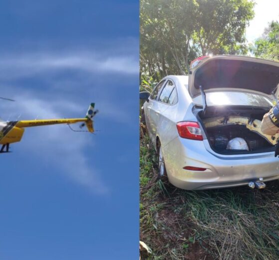 Motorista foge de abordagem e mobiliza helicóptero e dezenas de policiais em cerco na região de Maringá