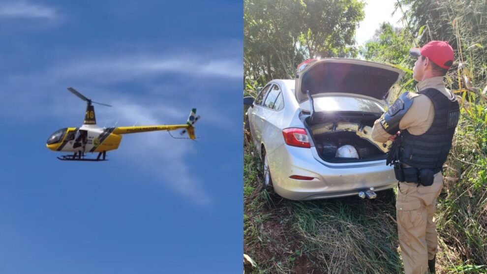 Motorista foge de abordagem e mobiliza helicóptero e dezenas de policiais em cerco na região de Maringá