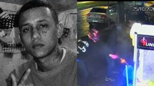 Câmera flagra execução em frente a tabacaria em Maringá; mulher também é baleada