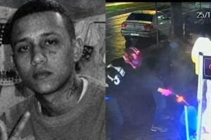 Câmera flagra execução em frente a tabacaria em Maringá; mulher também é baleada