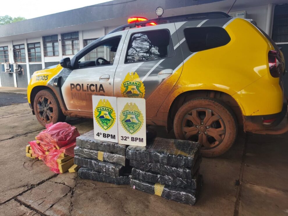 Perseguição, tiros e helicóptero: PM apreende 130 kg de maconha e prende suspeito na região de Maringá