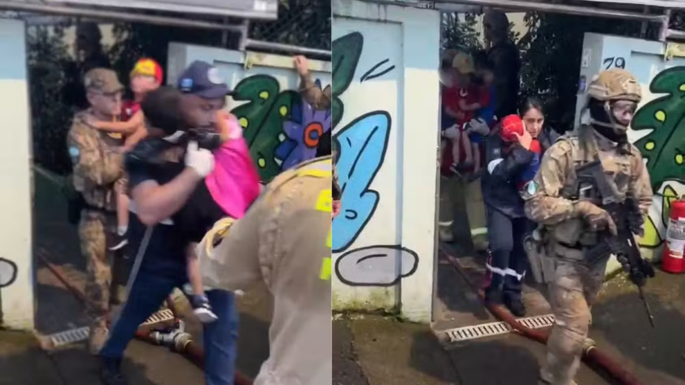 Vídeo mostra momento em que 13 crianças são resgatadas de creche no Paraná